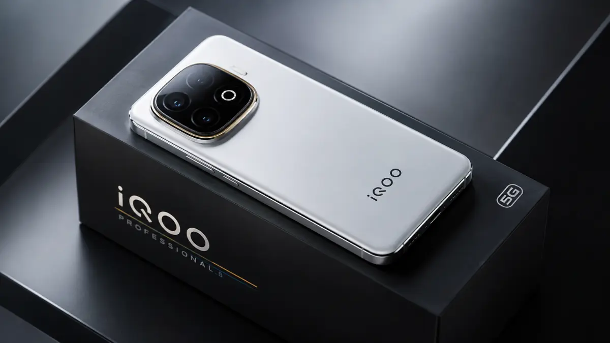 प्रीमियम डिजाइन वाले iQOO 5G स्मार्टफोन की स्टूडियो इमेज,